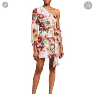One shoulder floral dress with tie waist